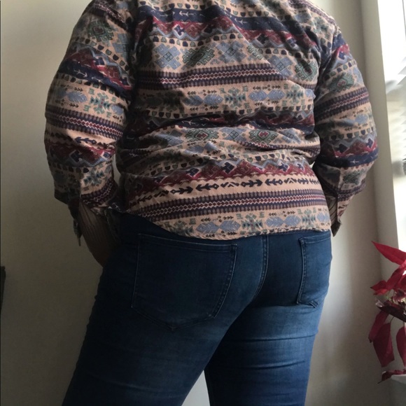 Cotton Aztec Print Button Up Jacket - Picture 8 of 8